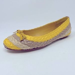 Donald J Pliner Gret Woven Sungold Multi Raffia Braid Ballet Style Flats
